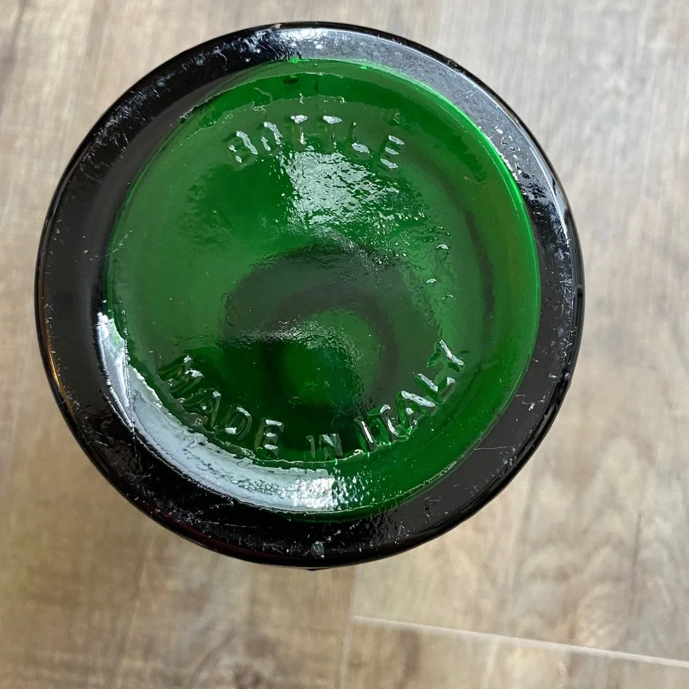 Vintage Italian Emerald Green Glass Wine Carafe Decanter Made in Italy